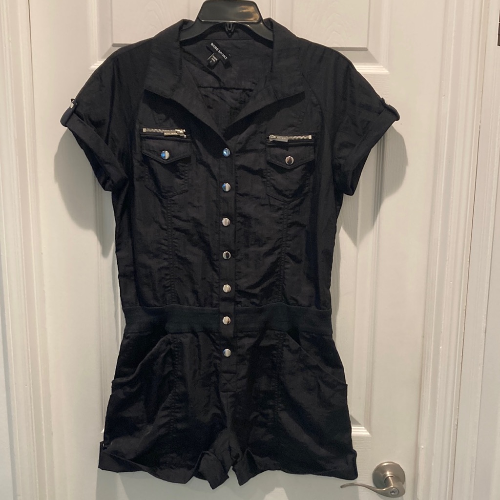 Bebe Short Sleeve Black Romper